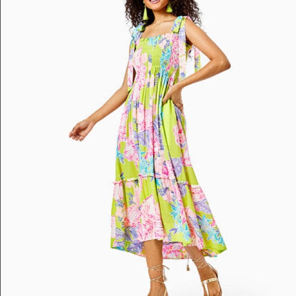 Lilly Pulitzer Rivera Midi Dress in Matcha Green Boho Babe